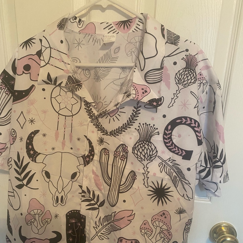 Cowgirl looking print shirt